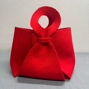 Artsy Boho Felt Handbag Tote Bag Casual Red Pop Color Lagenlook Dopamine Fun